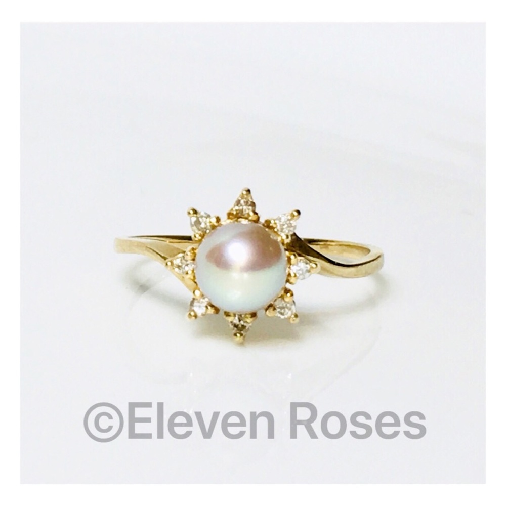Na Hoku 14k Gold Pearl & Diamond Ring
